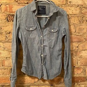 Jean Material Button-up Top